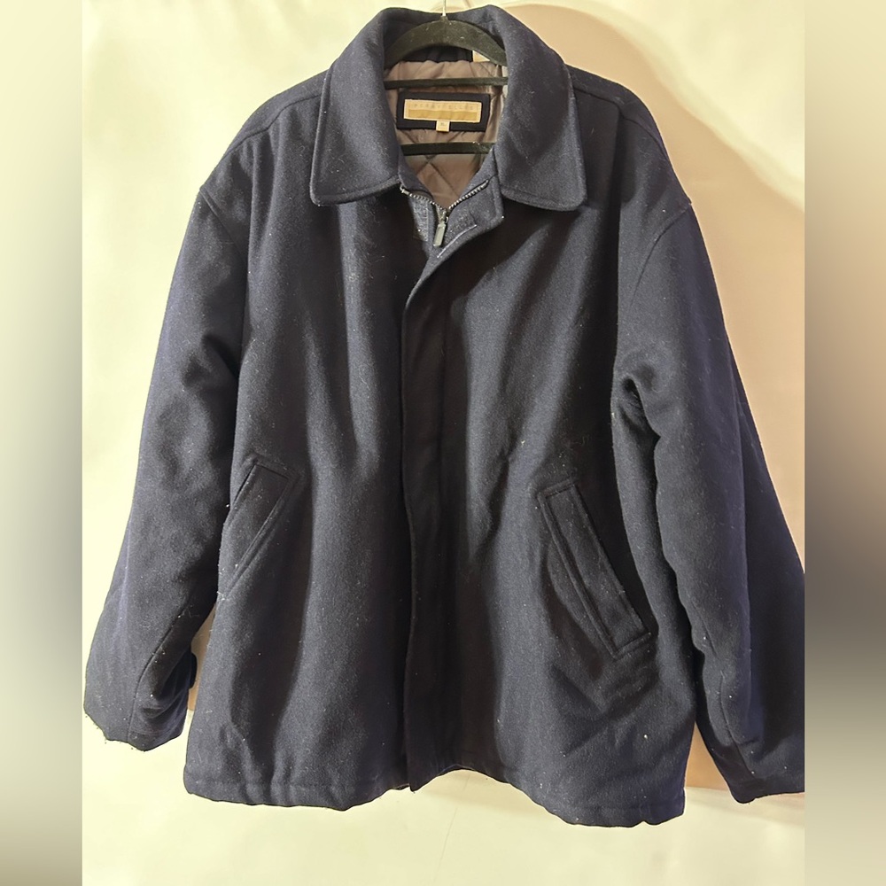 YKK PERRY ELLIS MENS BLACK WOOL/NYLON QUILTED LINING WINTER COAT/JACKET SIZE XL